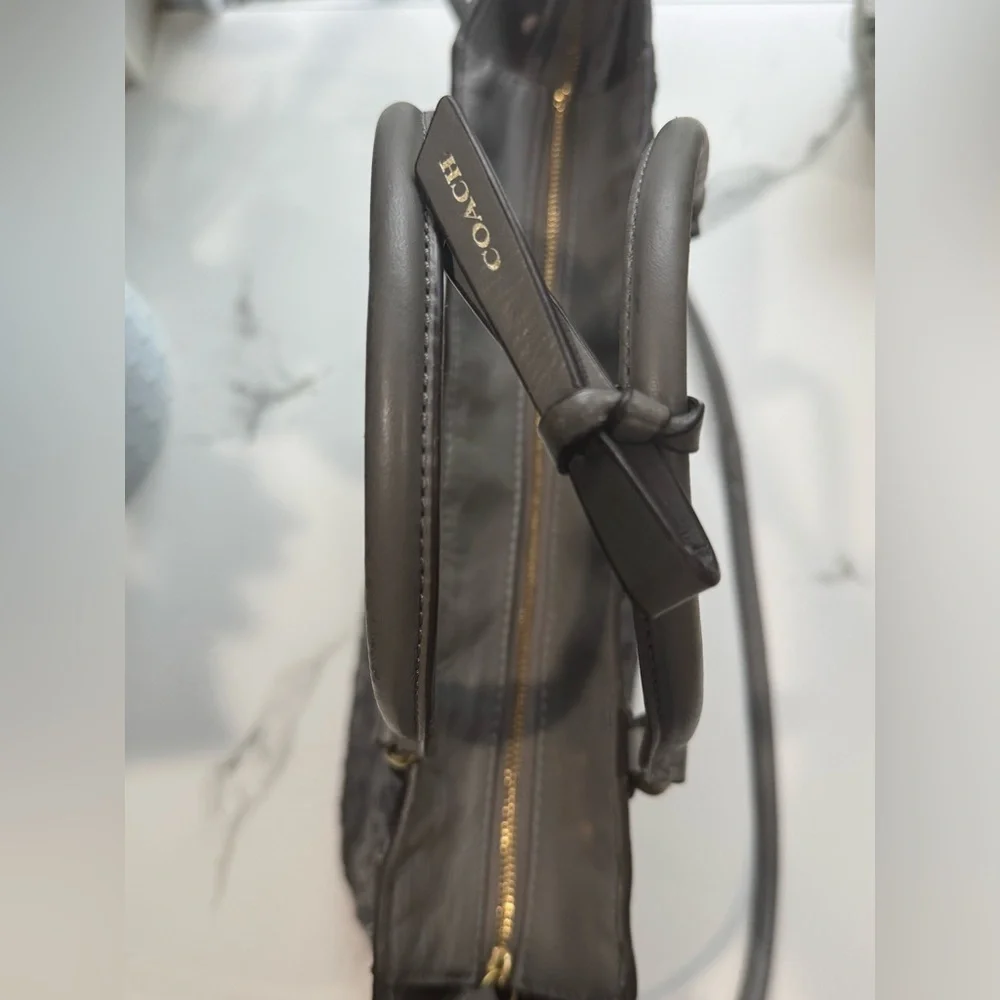 Coach Charcoal Gray Sequin 2-Way Leather Tote Bag